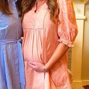 TWO DRESSES! Like-New Blush Peach Eylelet, Small/Maternity